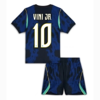 Camiseta Brasil Vinicius Junior #10 Segunda Equipación Replica Mundial 2026 para niños mangas cortas (+ Pantalones cortos)